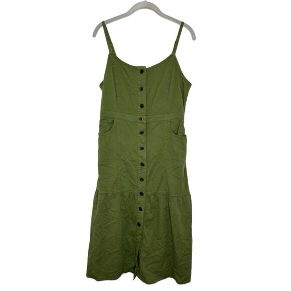 Madewell Dresses & Skirts - Madewell Women’s Olive Green Button Front Cotton Midi Dress Size 12